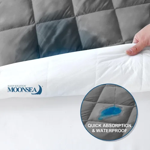 Vista 4 de Moonsea Protector de colchón completo, funda de colchón impermeable - Gris
