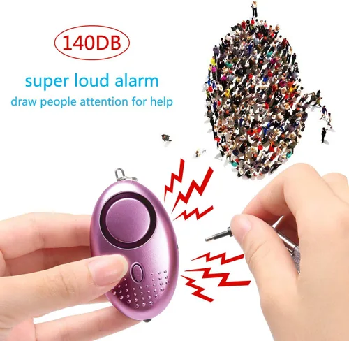 Vista 2 de Alarma personal para mujeres, paquete de 5 llaveros de alarma de seguridad de autodefensa de emergencia de 140 dB con luz LED para mujeres, niños