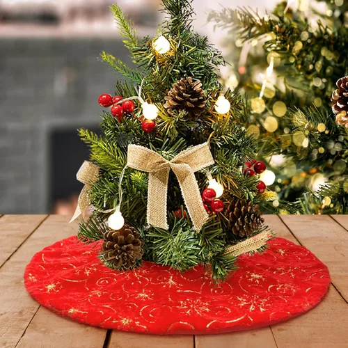Vista 40 de Faldones de Felpa para Árbol de Navidad, 24 pulgadas, Lujosa Cubierta de Base de Árbol de Navidad de Piel Sintética Negra con Copos de Nieve Dorados
