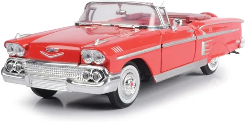 Vista 2 de Motor Max 1:24 W/B American Classics 1958 Chevrolet Impala Convertible Vehículo Diecast para niños unisex, rojo