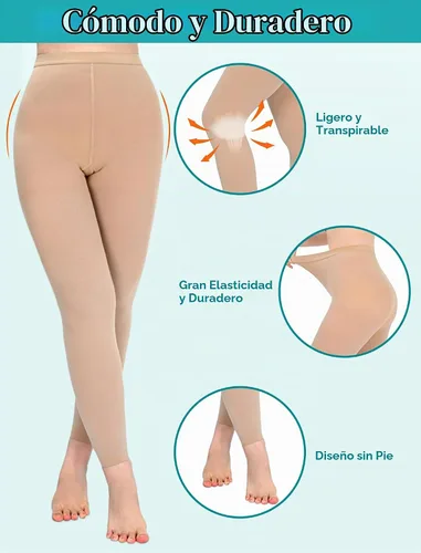 Vista 3 de Wegitcs 15-20 mmHg Compression Pantyhose for Women, Footless Support Hose Beige