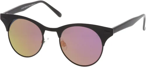 Vista 2 de zeroUV - Gafas de sol redondas con montura de cuerno con acabado mate para mujer de 1.929 in
