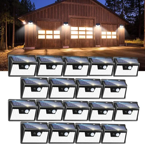 Vista 10 de Peasur Luces solares impermeables para exteriores [12 paquetes/140 LED], 3 modos de iluminación solar con sensor de movimiento para exteriores