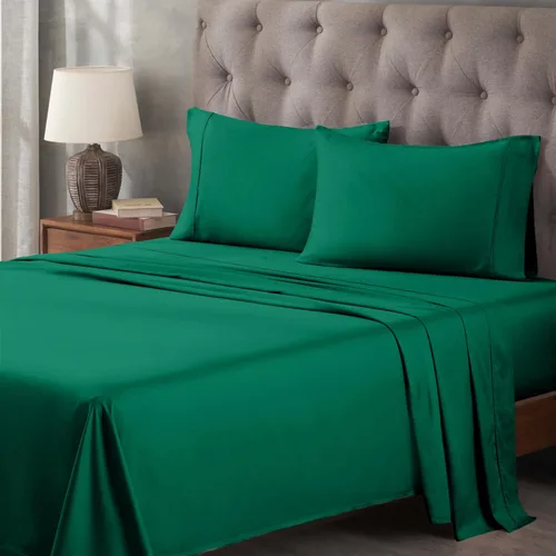 Vista 32 de SUPERIOR Juego de sábanas de algodón egipcio de 400 hilos, 1 sábana bajera elástica con bolsillo profundo, 1 sábana encimera y 2 fundas de almohada