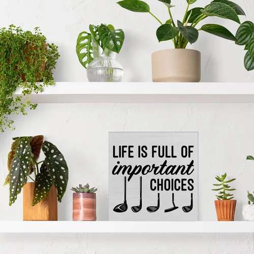 Vista 6 de Rustic Life is Full of Important Choices - Cartel de madera para decoración de escritorio, letrero de madera para el hogar, estante de mesa