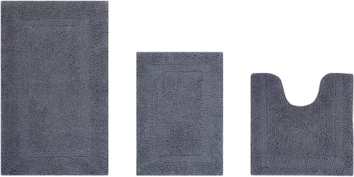 Vista 313 de Better Trends - Juego de 2 alfombras de baño 100% algodón, extra suaves, con borlas, de 17" x 24", alfombra de baño superabsorbente y reversible