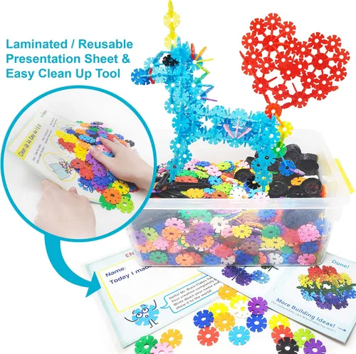 Vista 5 de Brain Flakes Kit de construcción y construcción de 2500 piezas, una alternativa creativa y educativa a los bloques de construcción, piezas de ruedas