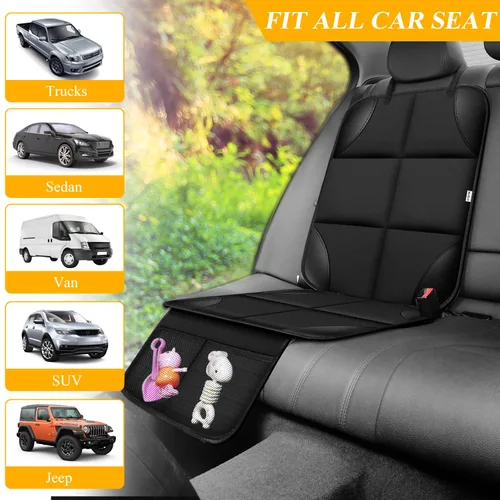 Vista 5 de Meolsaek - Protector de asiento de automóvil para asiento infantil, funda duradera de tela 600D resistente al agua con almohadilla gruesa y respaldo
