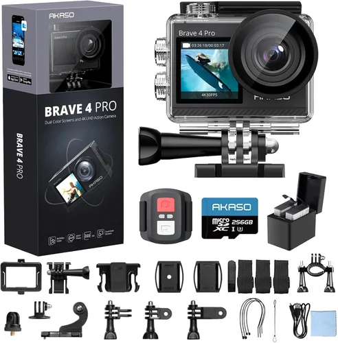 Vista 13 de AKASO Brave 4 Pro Action Camera 4K con tarjeta MicroSD U3 de 64 GB