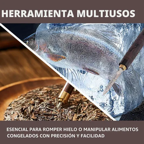 Vista 6 de Cuchillo de té Puerh de acero inoxidable con mango de madera, picahielo profesional y herramienta de pastel de té para romper ladrillos, aguja