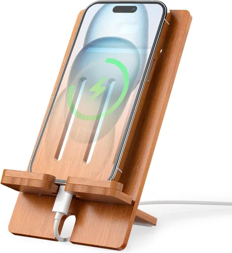 Vista 12 de Pezin & Hulin Soporte ajustable de bambú para tableta, soporte para teléfono celular de escritorio compatible con Pad Air/Pro/Mini, lector