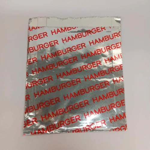 Vista 5 de Bolsas grandes de papel de aluminio para hamburguesa/hamburguesa con queso/sándwich, resistentes a la grasa, las mantiene calientes, color plateado