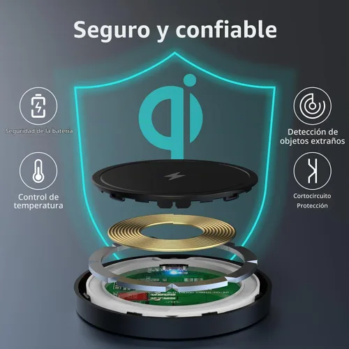 Vista 7 de Cargador inalámbrico, 6.5 pies/6.6 ft 15 W Max Fast Magnetic Wireless Charging Pad compatible con iPhone 16/15/14/13/12 con convertidor USB-A, negro