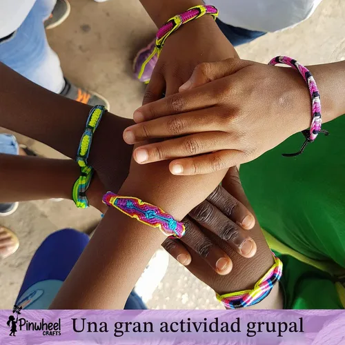 Vista 5 de Kit de Pulsera de Amistad de Pinwheel Crafts – Kit de Fabricación de Pulsera de Hilo DIY para Niñas de 8 a 12 años – 100 Hilos, Cuentas