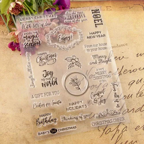 Vista 3 de Kiddale Sellos de silicona transparente con temática navideña, sellos para manualidades de tarjetas/papel, decoración de manualidades, álbum de fotos