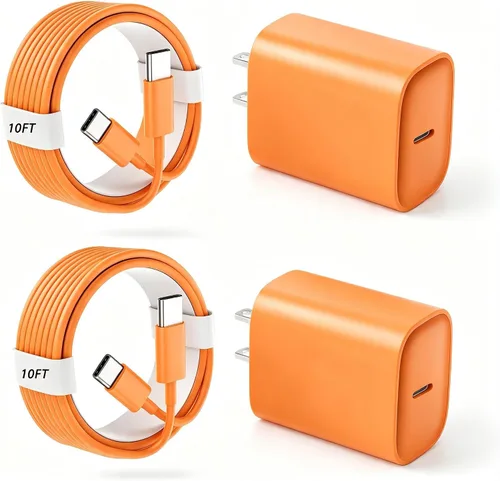 Vista 16 de Cargador para teléfono 17, 16, 15 Pro, carga rápida, 20 W, USB C, bloque de carga rápida con cargadores tipo C de 3 pies de largo, cable de carga