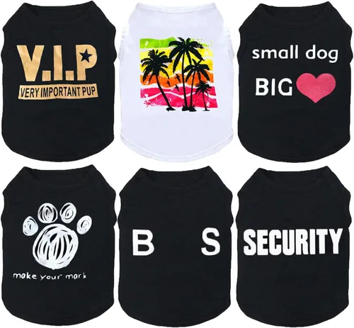 Vista 14 de Paquete de 2 ropa para perros pequeños, chicos y cachorros, camisa para Chihuahua, Yorkies, verano, mascota, perro, gato, transpirable, cómoda