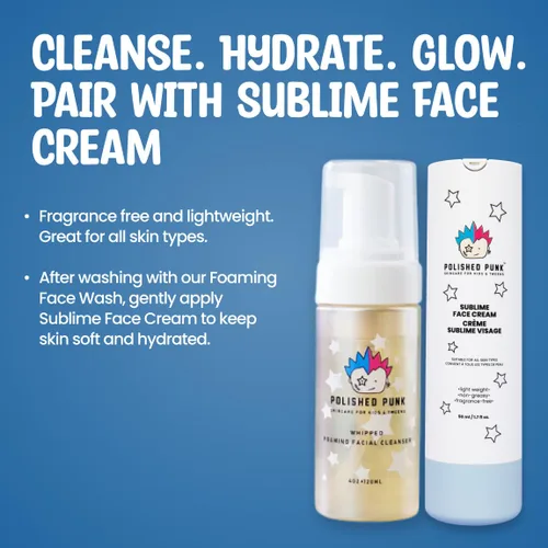 Vista 3 de Jabón facial espumoso natural y orgánico para niños y preadolescentes, limpiador sin jabón y fragancia, sin lágrimas, para pieles sensibles