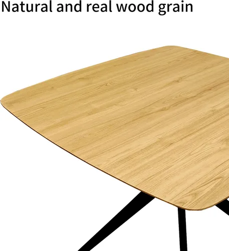 Vista 5 de HIPIHOM Oak Dining Table for Small Spaces, Solid Wood Kitchen Table for 2-4