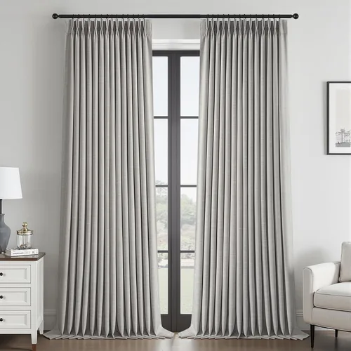Vista 29 de Topfinel - Cortinas opacas plisadas de 96 pulgadas para dormitorio, 2 paneles Natural