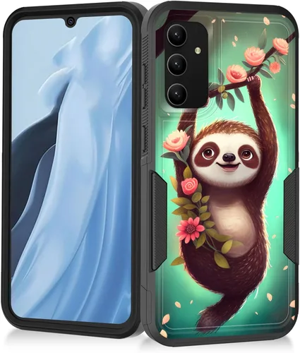 Vista 62 de Funda para Galaxy A14 5G, resistente de doble capa híbrida de policarbonato duro, goma suave, a prueba de golpes, funda protectora resistente
