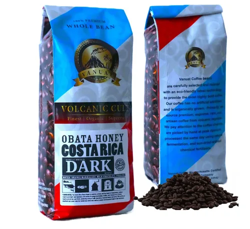 Vista 16 de VANUAT tostado oscuro Culto volcánico orgánico supremo y artesanal grano entero para café por goteo, café frío, café expreso, prensa francesa, café