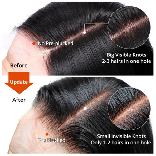 Vista 7 de Pelucas de cabello humano lacio con encaje frontal de hueso de 13 x 4 para mujeres negras, densidad del 200 %, peluca frontal de encaje transparente
