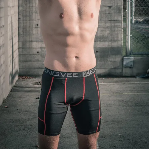 Vista 5 de ZENGVEE Pantalones cortos de compresión para hombre, paquete de 3 con bolsillo, pantalones cortos para correr, gimnasio, natación, yoga, escalada