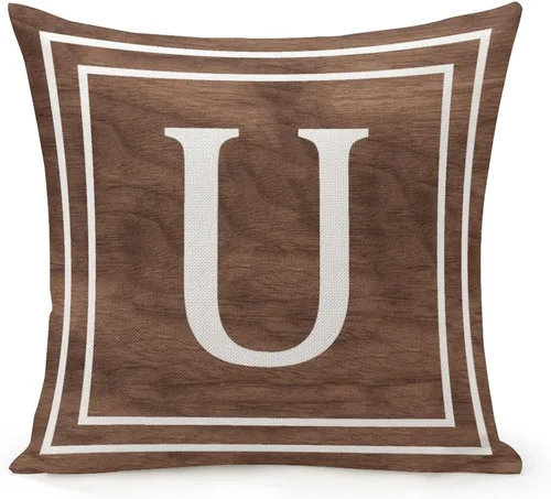 Vista 8 de Funda de almohada decorativa con diseño de letras blancas y monograma D, para sofá, dormitorio, automóvil, 16 x 16 pulgadas