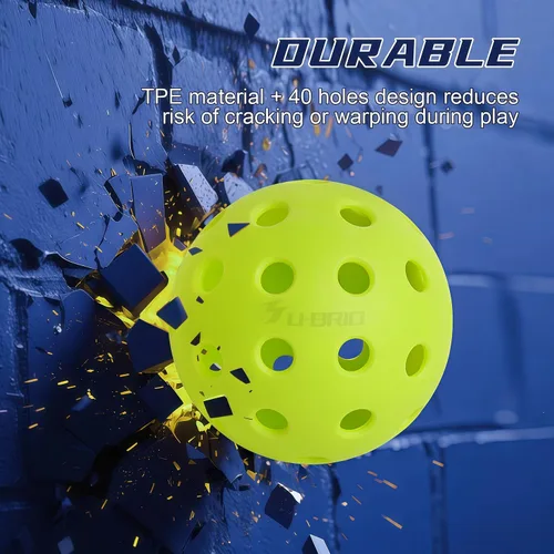 Vista 4 de Paquete de 3/4/12 pelotas de pickleball para exteriores de grado profesional de 40 agujeros, probadas por jugadores con diseño resistente al viento