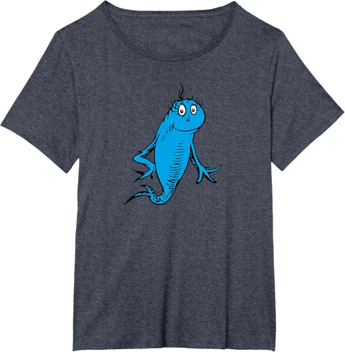 Vista 83 de Dr. Seuss Blue Fish Character - Camiseta con licencia oficial Negro