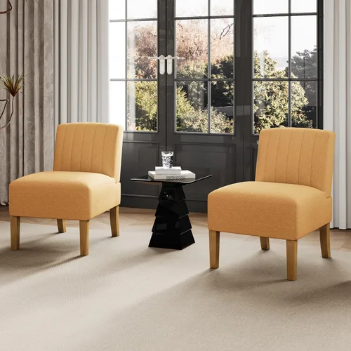 Vista 11 de VIRRMO Sillas de Acento sin Brazos para Sala de Estar, Silla Slipper Moderna Sillas de Sala de Estar con Patas de Madera Sólida, Silla de Tocador