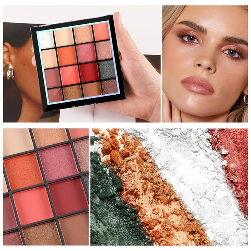 Vista 3 de Boobeen Paleta de Sombras de Ojos Colorida Maquillaje-16 Colores, Sombra de Ojos Mate y con Brillantina, Paletas de Sombras de Ojos Brillantes