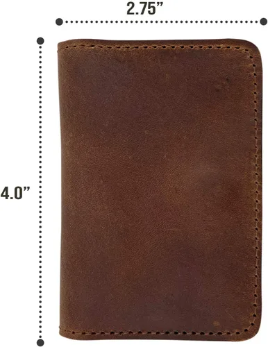 Vista 6 de Hide & Drink, Billetera plegable hecha a mano de cuero de grano completo, color marrón bourbon