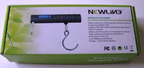Vista 3 de Newline - Báscula de pesca para equipaje de viaje de fácil agarre con cinta métrica, color negro, 86 libras máx