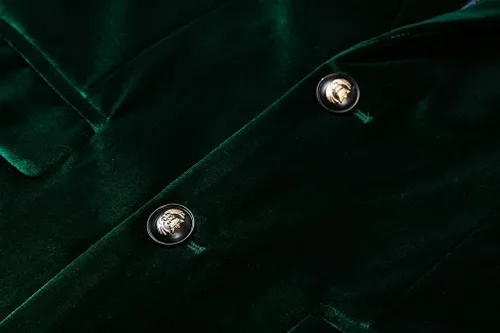 Vista 4 de THWEI Blazer de terciopelo para hombre, chaqueta de traje sólido de moda ajustada