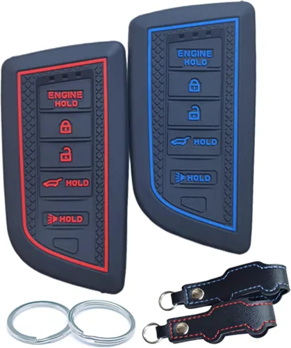 Vista 8 de 2 piezas de funda de llave inteligente de silicona para control remoto Acura RDX MDX Integra A-spec 2022 2023 2024 con 5 botones (negro)