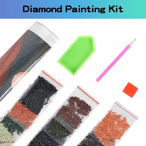 Vista 7 de Kit de pintura de diamantes 5D por números, kit de arte de diamantes de tractor de granja para adultos, pintura de diamantes de imitación de cristal