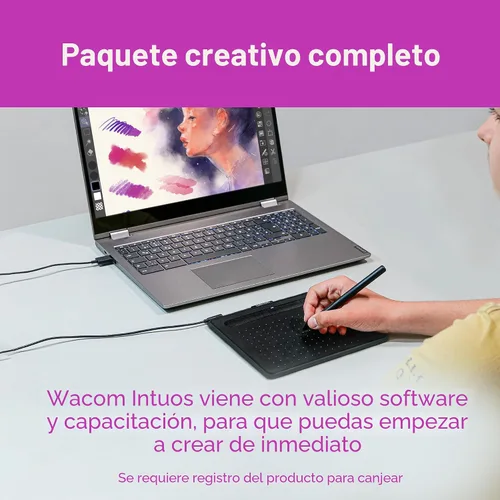 Vista 6 de Wacom CTL4100 Intuos - Tableta de dibujo con 3 programas de software incluidos, 7.9 "x 6.3", color negro.