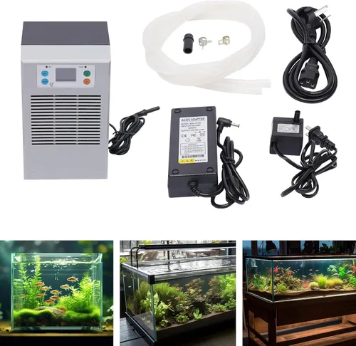 Vista 3 de Enfriador de agua para acuario, sistema de enfriamiento de tanque de peces de acuario independiente de 30L, enfriador de agua hidropónico de 100 W
