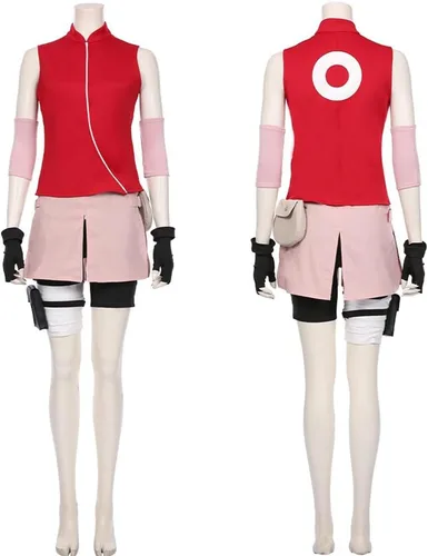 Vista 2 de Disfraz de anime, disfraz de anime, vestido de cosplay rojo, peluca de uniforme de Halloween para mujer