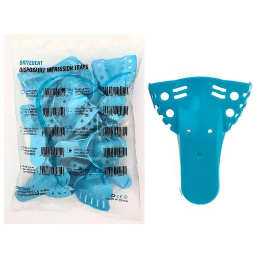 Vista 13 de Bandejas de impresión dental perforadas sin látex desechables bolsa de 12 piezas (#1 grande superior)