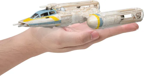 Vista 4 de Star Wars Micro Galaxy Squadron Gold Leader's Y-Wing - Vehículo de clase Starfighter de 5 pulgadas con accesorios de micro figura Jon Vander