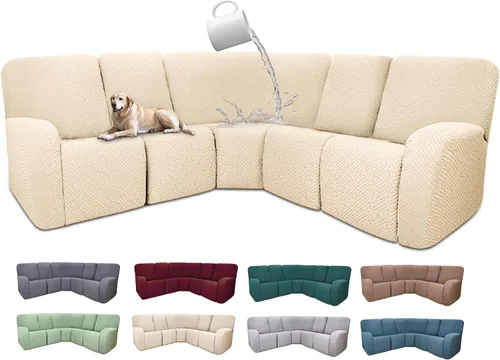 Vista 35 de Fundas de sofá reclinable seccional 100% impermeables para sofá reclinable en forma de L, funda de sofá modular de esquina en forma de L, fundas