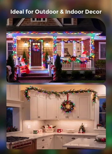 Vista 8 de Minetom Guirnalda de luces de Navidad transparentes, 100 unidades, 20 pies Alambre multicolor-verde