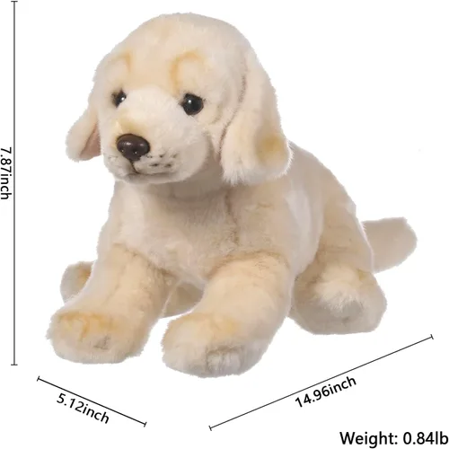 Vista 2 de Golden Retriever - Animal de peluche de perro de tamaño mediano de 15 pulgadas para niñas y niños, lindos peluches, juguetes de felpa suave