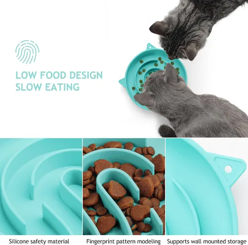 Vista 4 de Coomazy Alimentador lento del rompecabezas del animal doméstico del silicón Cian