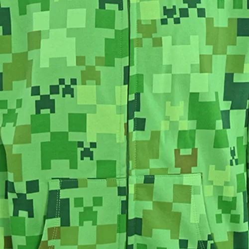 Vista 3 de Minecraft Sudadera con capucha para niños, diseño de cara de enredadera negra y verde, sudadera