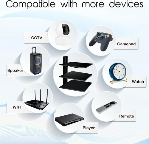 Vista 6 de FEBTECH - Estantes centrales de entretenimiento de pared - Estante para proyector - Estantes flotantes para TV, reproductores de DVD, consolas