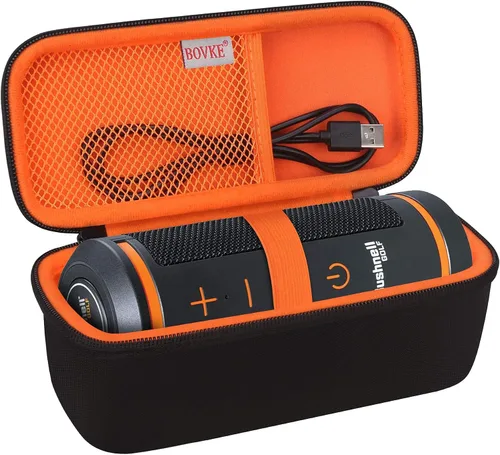 Vista 7 de BOVKE Funda de transporte para Bushnell Wingman 2/Bushnell Wingman Golf GPS Bluetooth altavoz, bolsillo de malla adicional para cables de carga